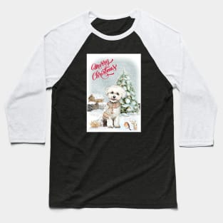 Bichon Frise Merry Christmas Santa Dog Baseball T-Shirt